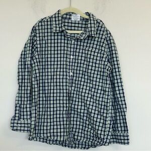 515.  Crazy 8 boys Blue and Green plaid Button Down Shirt size M